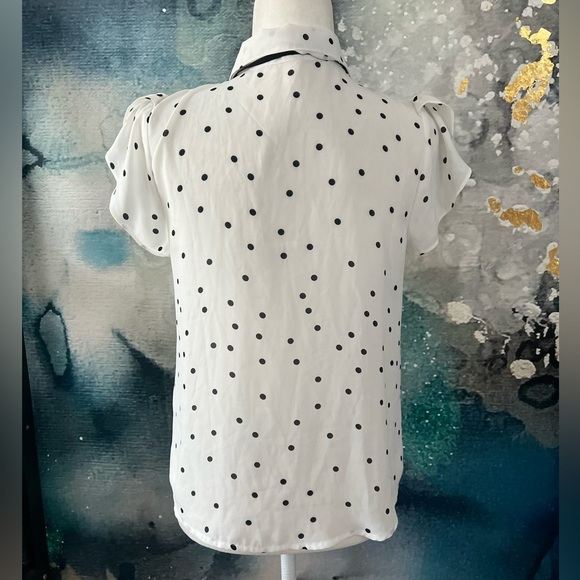 Polka dot blouse with tie at neck - Picture 4 of 7